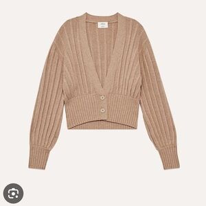 Aritzia Wilfred wool plunge front brown Thais cardigan